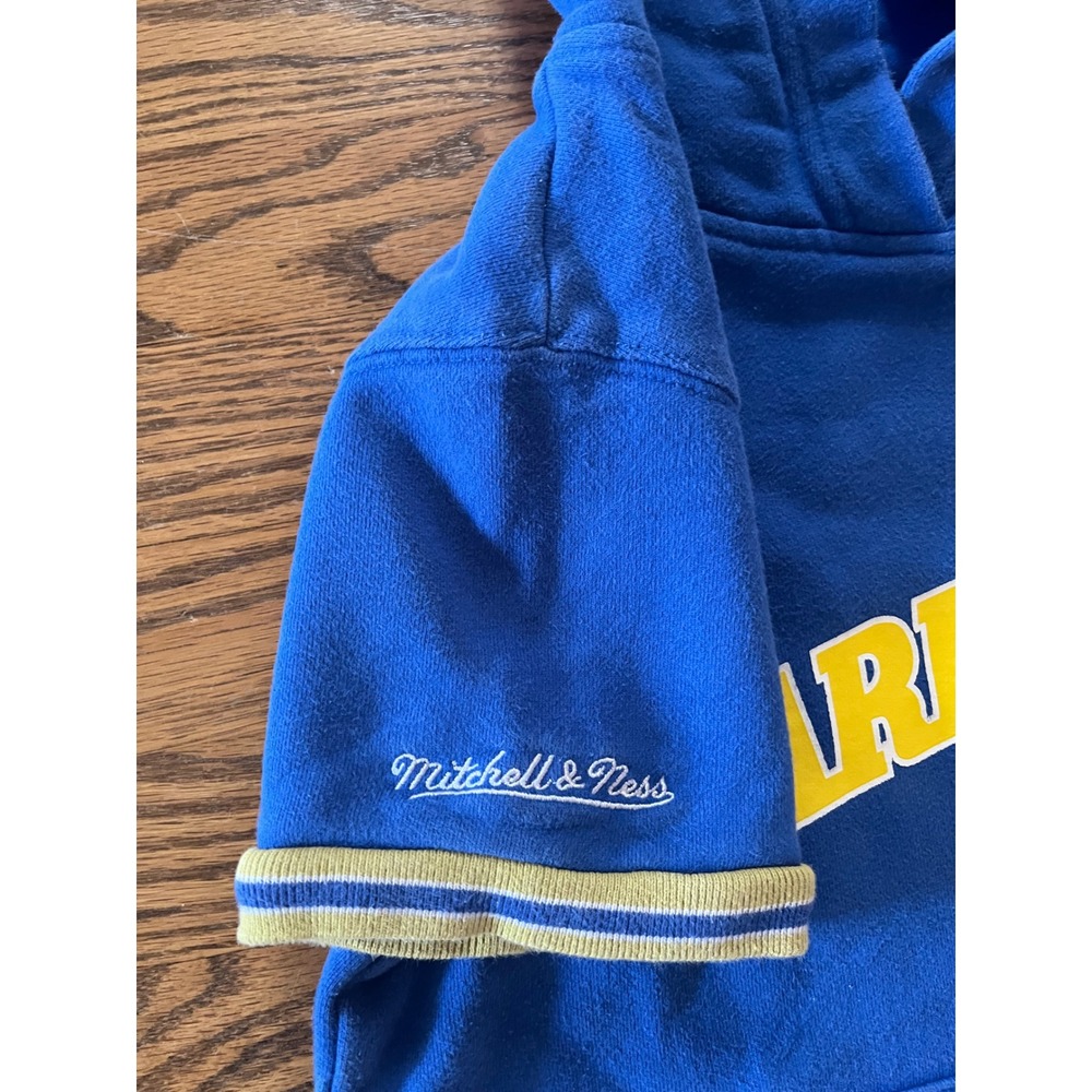 Mitchell & Ness Kids Golden State Warriors Short Sleeve Hoodie Blue Size S 8‎ - Picture 3 of 9